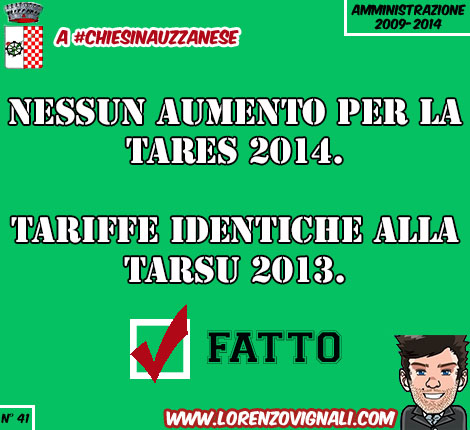Nessun aumento per la TARES 2014, tariffe identiche alla TARSU 2013.