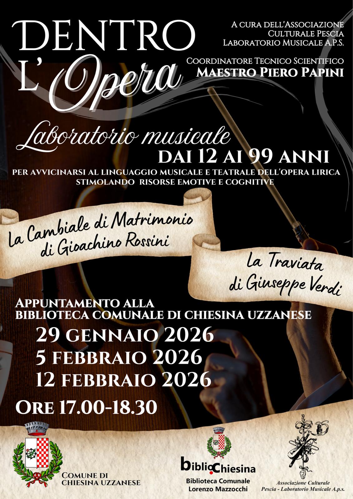 CHIESINA UZZANESE: “DENTRO L’OPERA”, UN LABORATORIO MUSICALE ALLA BIBLIOTECA COMUNALE
